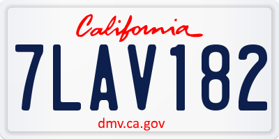 CA license plate 7LAV182