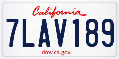 CA license plate 7LAV189