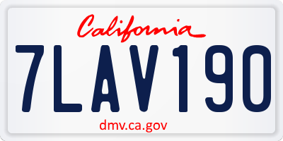 CA license plate 7LAV190