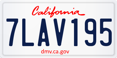 CA license plate 7LAV195