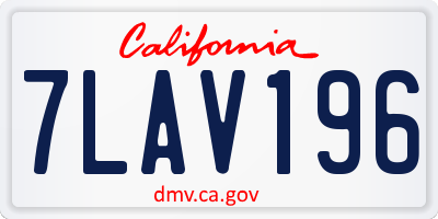 CA license plate 7LAV196