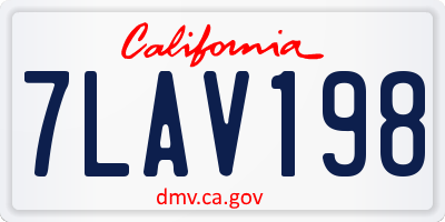 CA license plate 7LAV198