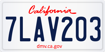 CA license plate 7LAV203