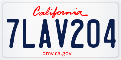 CA license plate 7LAV204