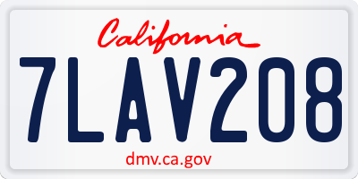 CA license plate 7LAV208