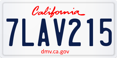 CA license plate 7LAV215