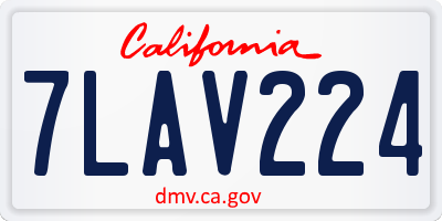 CA license plate 7LAV224