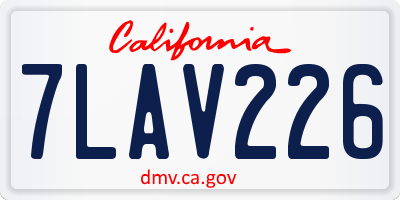 CA license plate 7LAV226