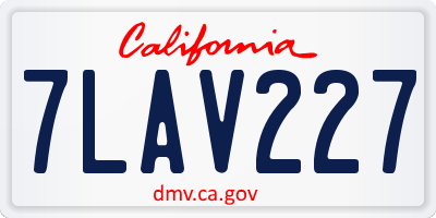 CA license plate 7LAV227