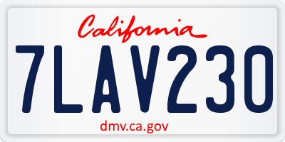 CA license plate 7LAV230