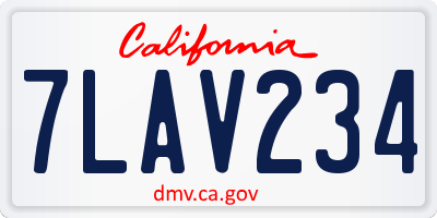 CA license plate 7LAV234