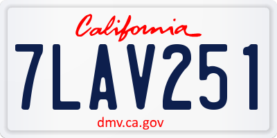 CA license plate 7LAV251