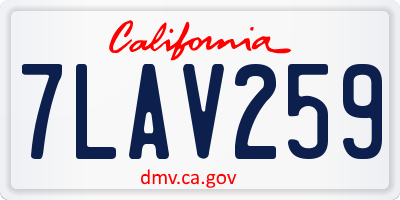 CA license plate 7LAV259
