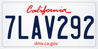 CA license plate 7LAV292