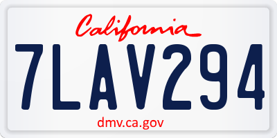CA license plate 7LAV294