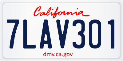 CA license plate 7LAV301