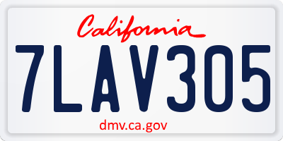 CA license plate 7LAV305