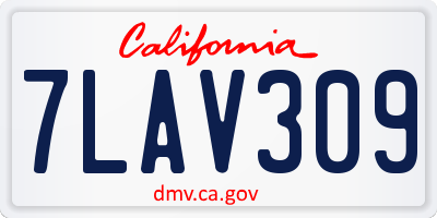 CA license plate 7LAV309