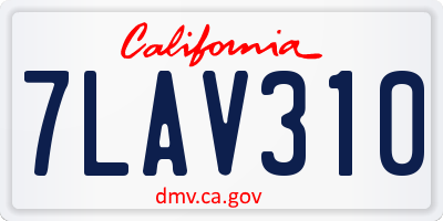 CA license plate 7LAV310