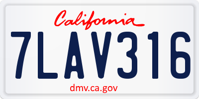 CA license plate 7LAV316