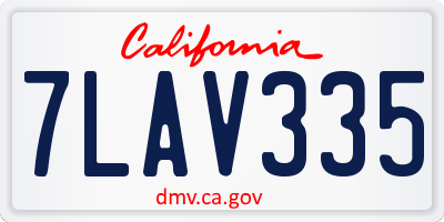 CA license plate 7LAV335