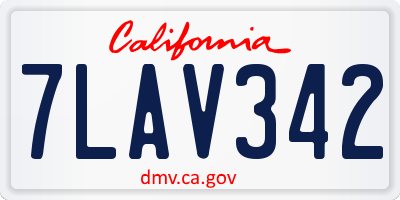 CA license plate 7LAV342