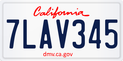 CA license plate 7LAV345