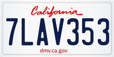 CA license plate 7LAV353