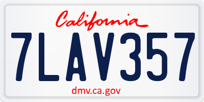 CA license plate 7LAV357