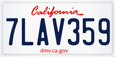CA license plate 7LAV359