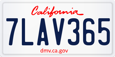 CA license plate 7LAV365