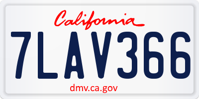 CA license plate 7LAV366