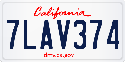 CA license plate 7LAV374