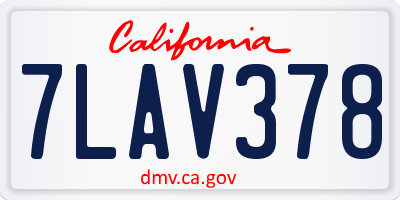 CA license plate 7LAV378