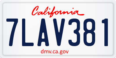 CA license plate 7LAV381