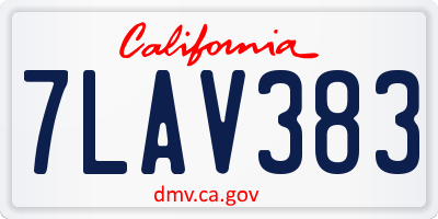 CA license plate 7LAV383