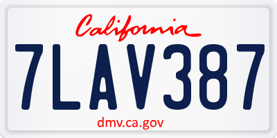 CA license plate 7LAV387