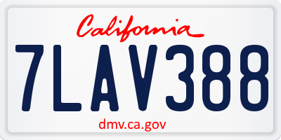 CA license plate 7LAV388