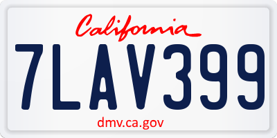 CA license plate 7LAV399