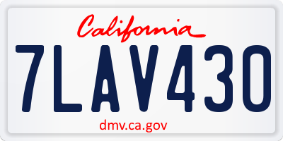 CA license plate 7LAV430
