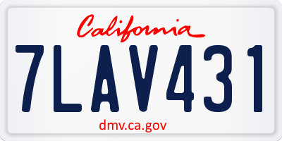 CA license plate 7LAV431