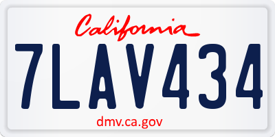CA license plate 7LAV434