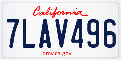 CA license plate 7LAV496