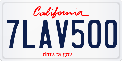 CA license plate 7LAV500