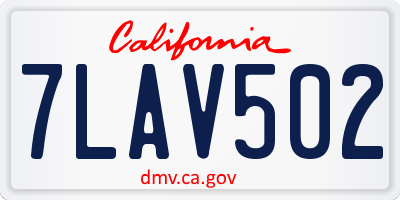 CA license plate 7LAV502