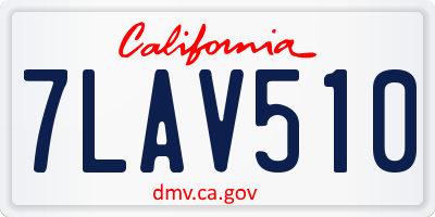 CA license plate 7LAV510