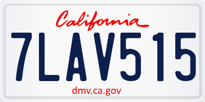 CA license plate 7LAV515