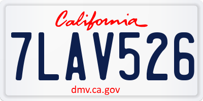 CA license plate 7LAV526