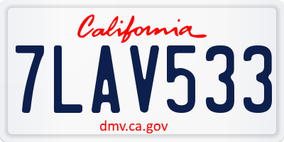 CA license plate 7LAV533