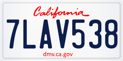 CA license plate 7LAV538